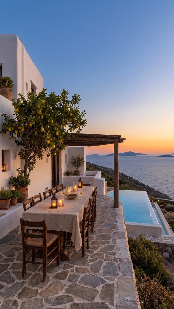 Terrace table at blue hour used in a sample social cover
